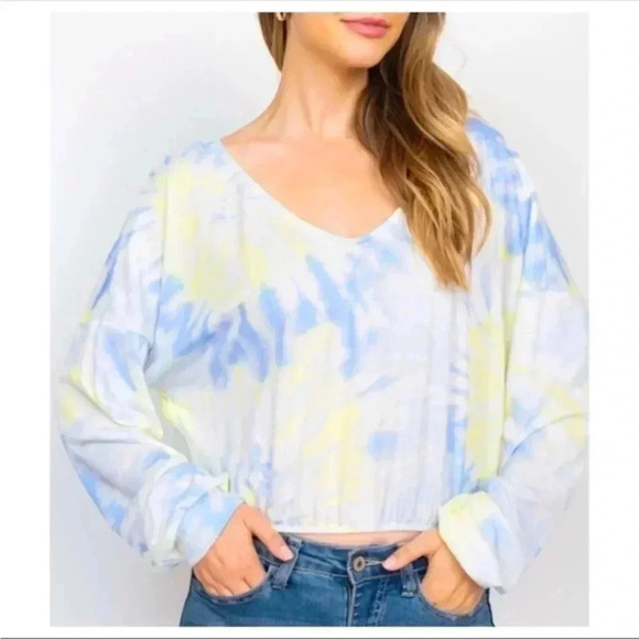 BNWT Tie-Dye Long Sleeve Crop Top - Picture 2 of 5